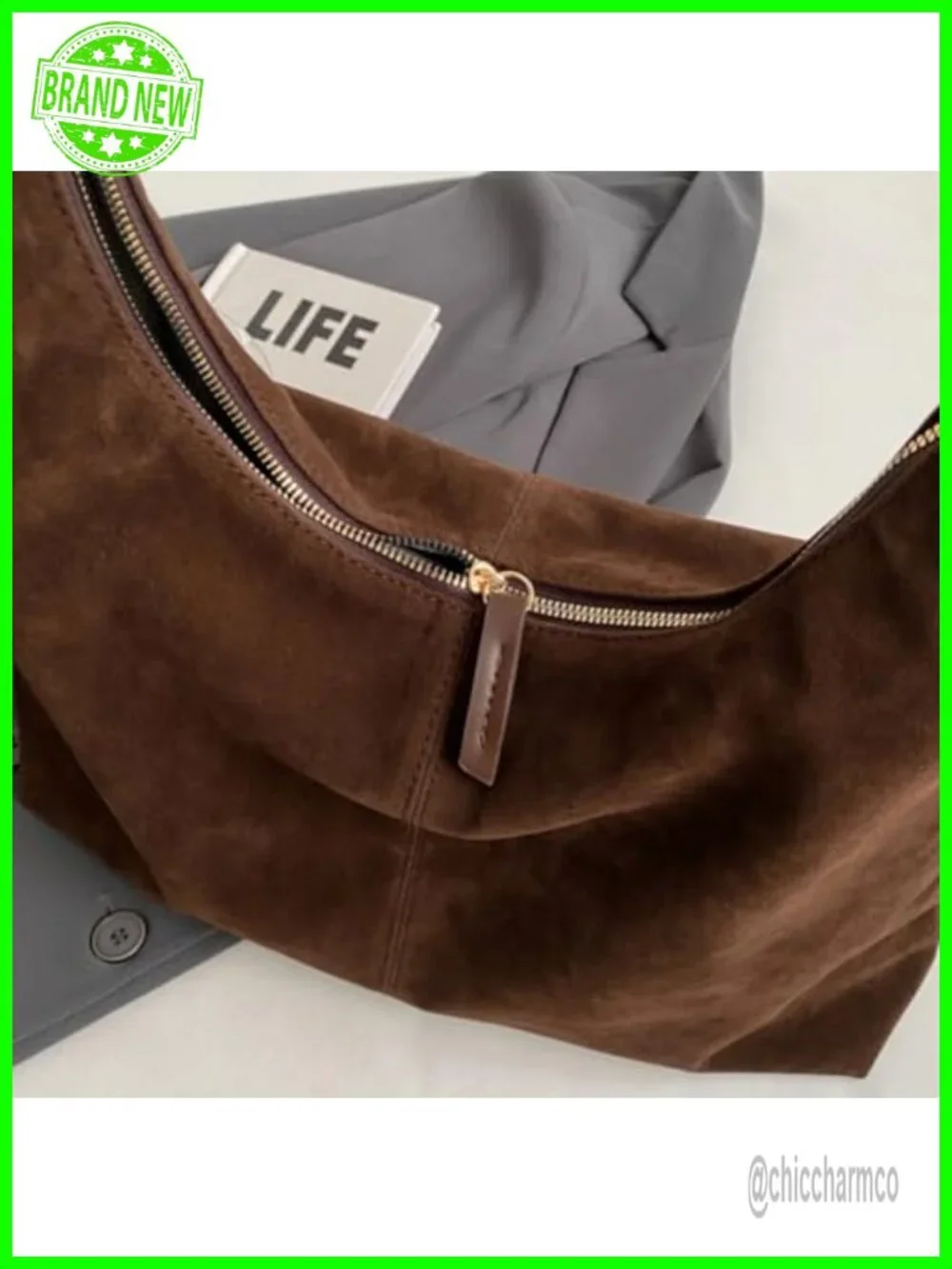 Suede Slouchy Hobo Shoulder Bag Tote Purse Work Travel